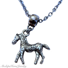 Palouse Silver Charm Necklace - with spotted pony silver pendant, 60cm stainless steel chain.