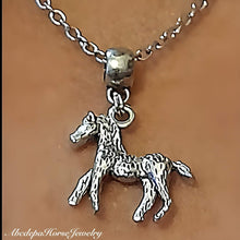 Palouse Silver Charm Necklace - with spotted pony pendant and stainless steel chain.