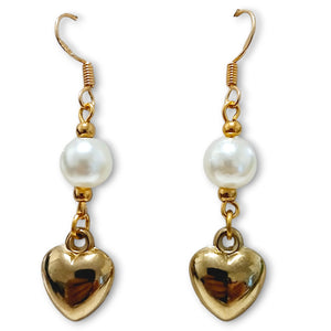 Pearl and Hearts Gold Earnings - AbcdepaHorseJewelry