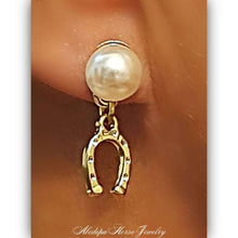 Pearl Horseshoe Studs rubber backs for comfort 