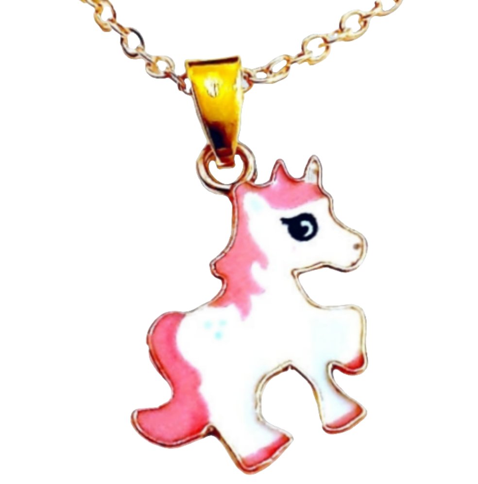 Pink and White Pony Pendant Necklace - AbcdepaHorseJewelry