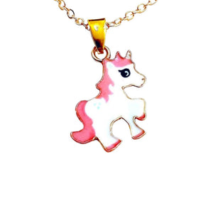 Pink and White Pony Pendant Necklace - AbcdepaHorseJewelry