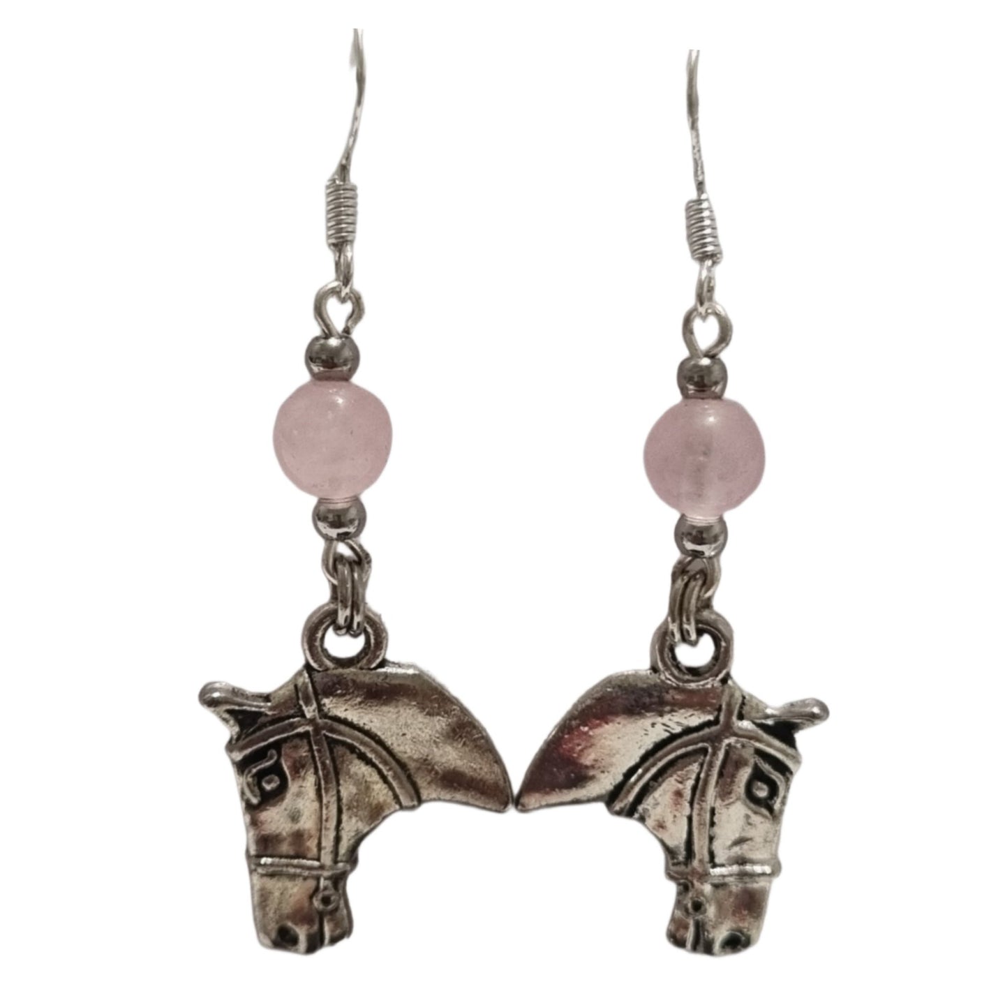 Pink Catseye Silver Horsehead Earrings - AbcdepaHorseJewelry