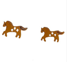 Ponicorn Gold Patterned Stud Earrings - AbcdepaHorseJewelry