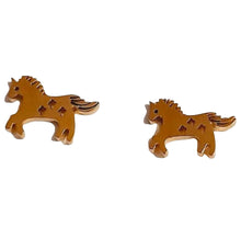 Ponicorn Gold Patterned Stud Earrings - AbcdepaHorseJewelry