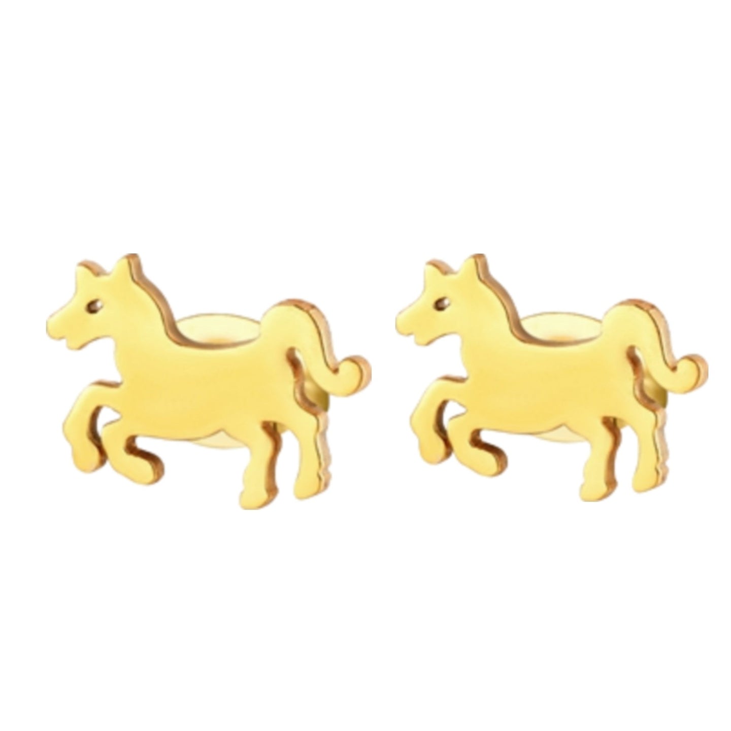 Ponicorn Stainless Steel Gold Studs - AbcdepaHorseJewelry