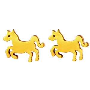 Ponicorn Stainless Steel Gold Studs - AbcdepaHorseJewelry