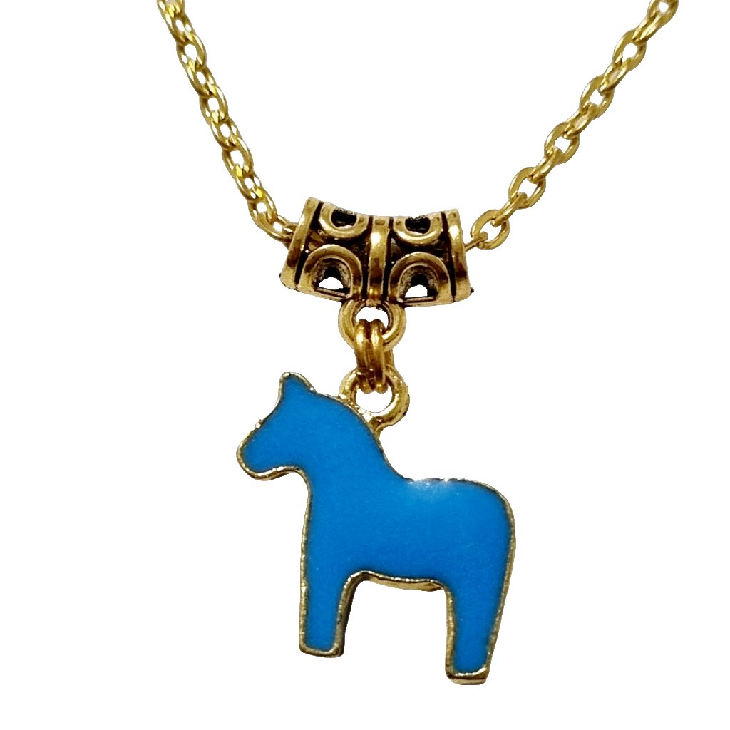 Pony Blue Gold Charm Necklace - AbcdepaHorseJewelry