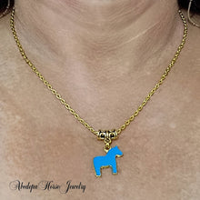 Pony Blue Gold Charm Necklace - AbcdepaHorseJewelry