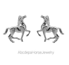 Prancing Horses Silver Studs fashion earrings with gift bag.