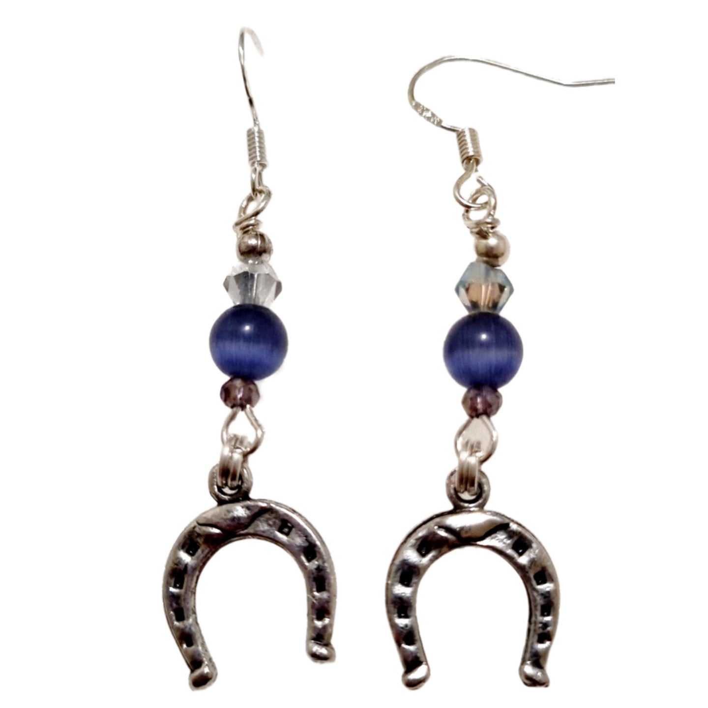 Purple Catseye Horseshoe Earrings - AbcdepaHorseJewelry