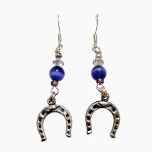 Purple Catseye Horseshoe Earrings - AbcdepaHorseJewelry