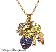 Purple Heart Peagus Pendant with Necklace - AbcdepaHorseJewelry