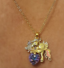 Purple Heart Peagus Pendant with Necklace - AbcdepaHorseJewelry