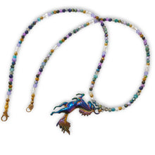 Purple horse gemstone beaded necklace with crystal rondels.