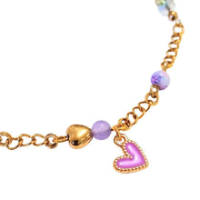 Purple Loveheart Charm Gold Bracelet - AbcdepaHorseJewelry