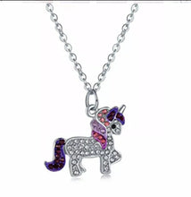 Purple, Pink, Crystal Pony Necklace - AbcdepaHorseJewelry