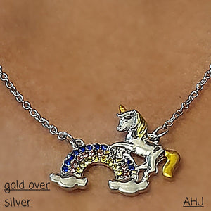 Rainbow Unicorn Silver Necklace - AbcdepaHorseJewelry