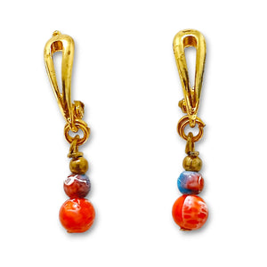 Red Blue Gold Drop Beaded Earrings + Bracelet - AbcdepaHorseJewelry