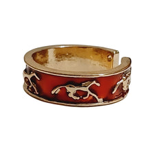 Red Gold Horse Ring - with red band and gold horse design, 5mm width.