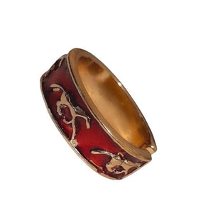 Red Gold Horse Ring - with red coating and gold horse design on a 5mm band.