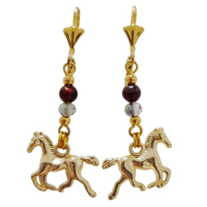 Red Tigerseye Horse Lever Back Earringsl - AbcdepaHorseJewelry