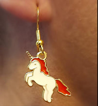 Red White Gold Unicorn Earrings - AbcdepaHorseJewelry