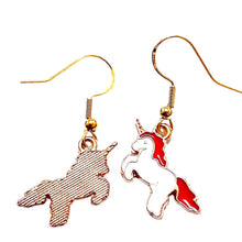 Red White Gold Unicorn Earrings - AbcdepaHorseJewelry