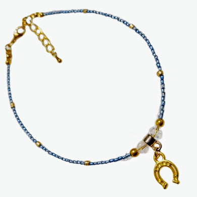 Light Blue Beaded Horseshoe Bracelet