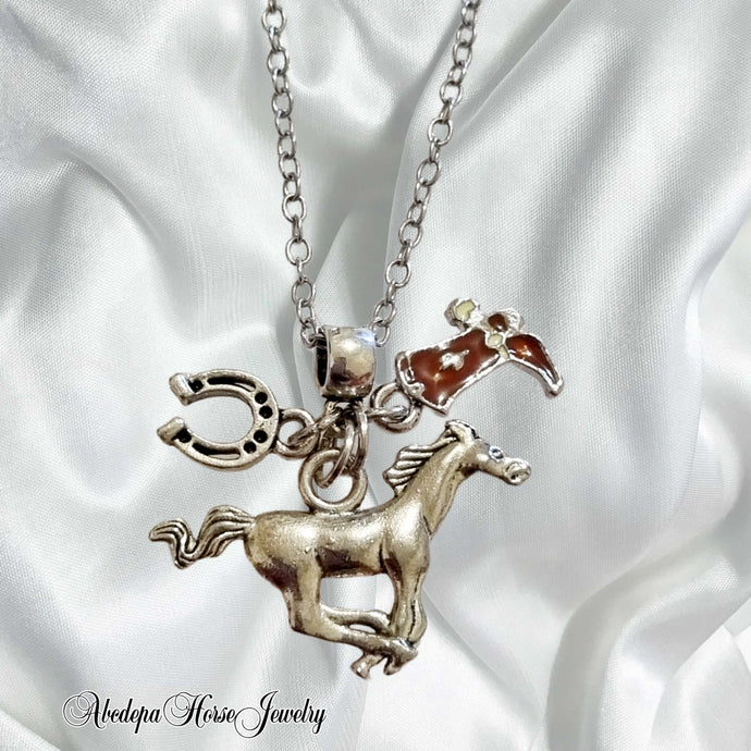 Galloping Mustang Horse Charm Necklace