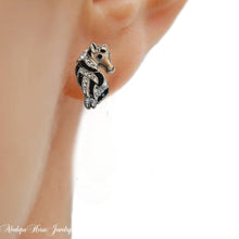 Black White Horse Earrings