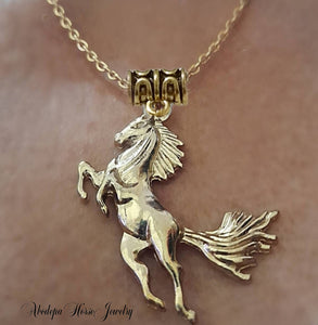 Leaping Gold Horse Pendant Necklace