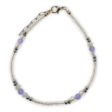 Purple Chalcedony Anklet with crystal beads and lobster clasp.