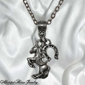 Horse Rearing Charm Cluster  Necklace