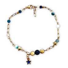 Lapis Lazuli Blue Striped Agate Blue Star Bracelet - Gemstone Beads are stunning 