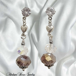 Silver Crystal Bracelet Earrings Set