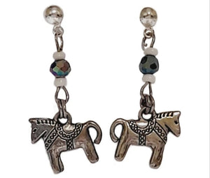 Silver Crystal Dala Pony Earrings - AbcdepaHorseJewelry