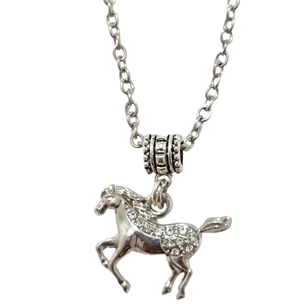 Silver Crystal Horse Charm Necklace - AbcdepaHorseJewelry