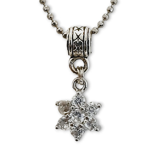 Silver Flower CZ Charm Necklace - AbcdepaHorseJewelry