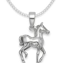 Silver foal pendant necklace with stainless steel chain.