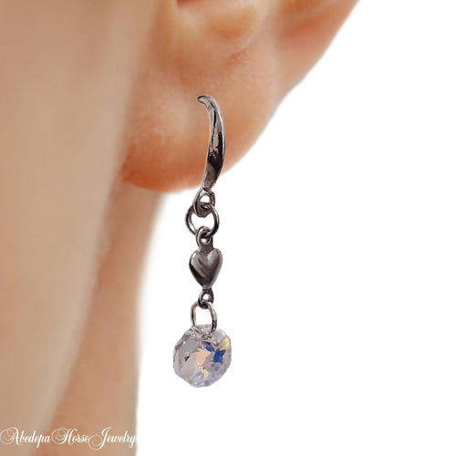 Silver Heart Crystal Earrings - AbcdepaHorseJewelry