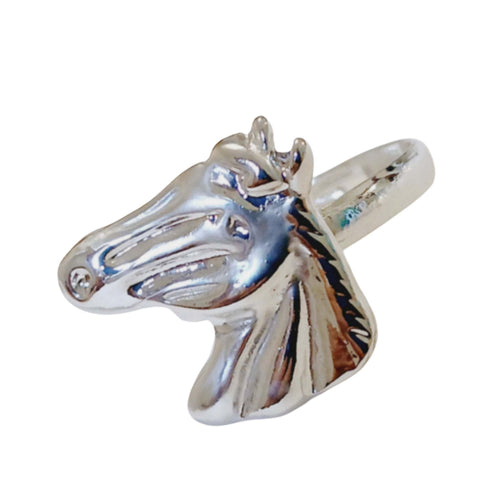 Silver Horsehead Adjustable Ring for young horse lovers.