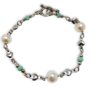 Silver Loveheart Pearl Bracelet - AbcdepaHorseJewelry