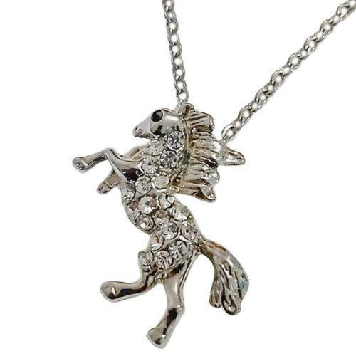 Silver Rearing Horse Necklace - AbcdepaHorseJewelry