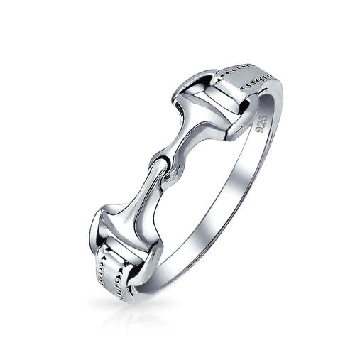 Snaffle Bit Ring -size 9 in sterling silver, equestrian design.