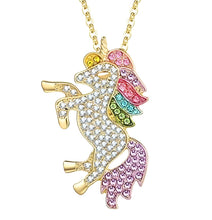 Sparkle Unicorn Yellow GP Crystal Necklace - AbcdepaHorseJewelry