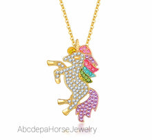 Sparkle Unicorn Yellow GP Crystal Necklace - AbcdepaHorseJewelry