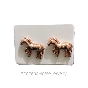 Standing Pony Rose GP Cute Earrings - AbcdepaHorseJewelry