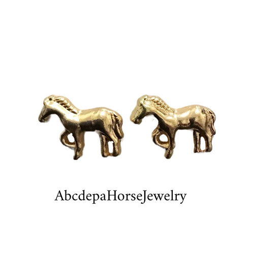 Standing Pony Yellow GP Cute Earrings - AbcdepaHorseJewelry