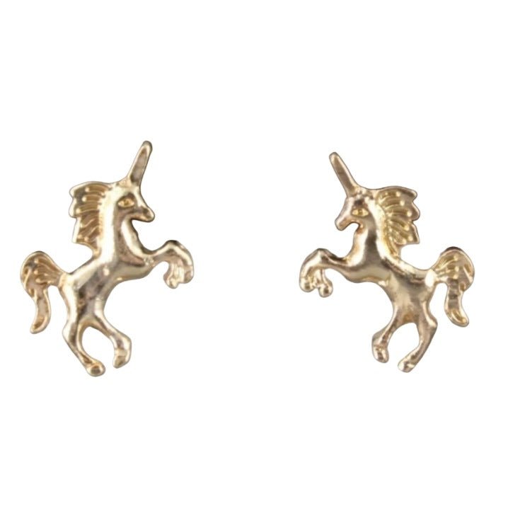 Tiny Adorable Gold Unicorn Studs - AbcdepaHorseJewelry